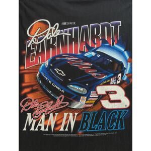 Y2K Dale Earnhardt Man In Black T Shirt NASCAR Graphic Racing Tee 2XL Black